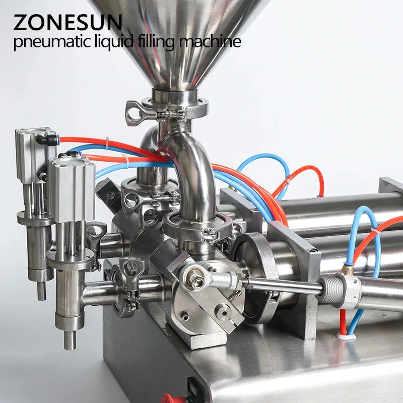 ZONESUN Double Heads Filling Machine Automatic Pneumatic Hopper Cream Shampoo Moisturizer Lotion Cosmetic Oil Honey Food Paste Filling Machine