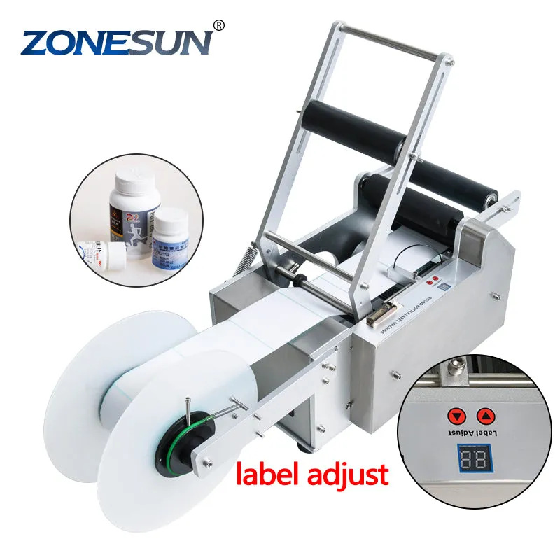 ZS-TB50 Semi-automatic Round Bottle Labeling Machine For Food Cans Beverage